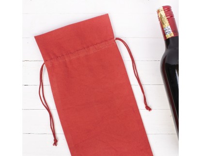 Pack of 100 Red Cotton Wine Tote Bags, 100% Pure Organic Wine Gift Bags in Bulk