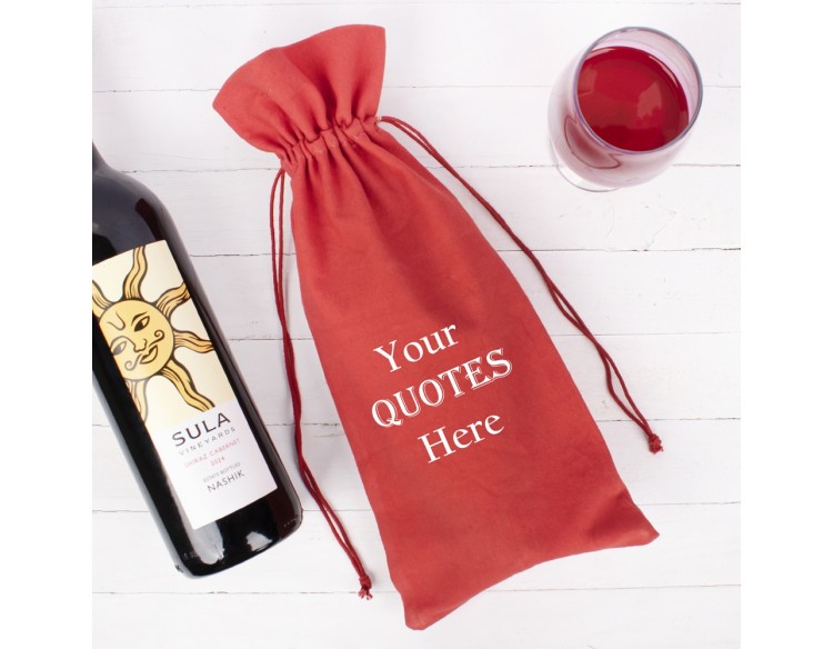 Pack of 100 Red Cotton Wine Tote Bags, 100% Pure Organic Wine Gift Bags in Bulk