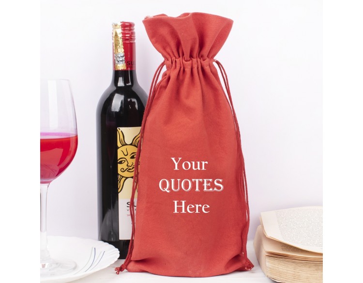 Pack of 100 Red Cotton Wine Tote Bags, 100% Pure Organic Wine Gift Bags in Bulk