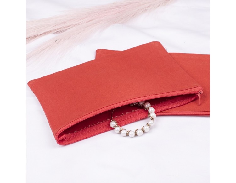 Pack of 100 Red Cotton Zip Pouches & Bags in Bulk, Cloth Zipper Bags, Zipper Pouches in Wholesale