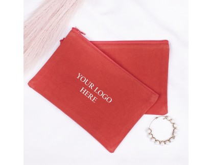 Pack of 100 Red Cotton Zip Pouches & Bags in Bulk, Cloth Zipper Bags, Zipper Pouches in Wholesale