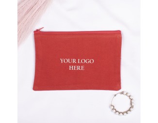 Pack of 100 Red Cotton Zip Pouches & Bags in Bulk, Cloth Zipper Bags, Zipper Pouches in Wholesale