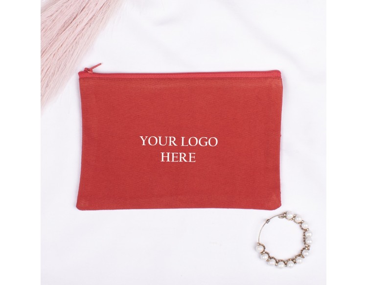 Pack of 100 Red Cotton Zip Pouches & Bags in Bulk, Cloth Zipper Bags, Zipper Pouches in Wholesale