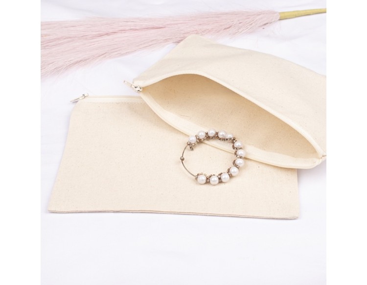 Pack of 100 Light Pink Cotton Zippered Pouches & Bags in Bulk, Organic Small Zipper Bag