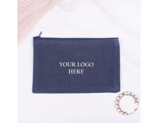 Pack of 100 Dark Blue Cotton Zip Pouches & Bags in Bulk, Organic Small Zip Coin Pouch, Cloth Zipper Bags