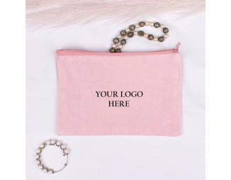 Pack of 100 Pink Cotton Zip Pouch & Bags in Bulk, Canvas Zipper Pouches in Wholesale, Small Zipper Bag