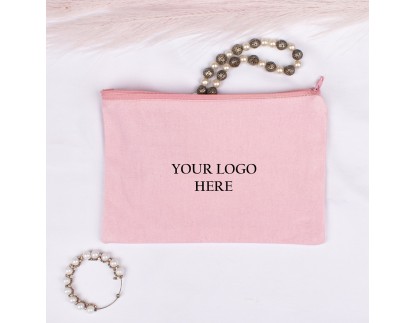Pack of 100 Pink Cotton Zip Pouch & Bags in Bulk, Canvas Zipper Pouches in Wholesale, Small Zipper Bag