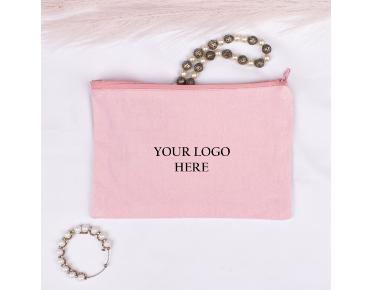 Pack of 100 Pink Cotton Zip Pouch & Bags in Bulk, Canvas Zipper Pouches in Wholesale, Small Zipper Bag