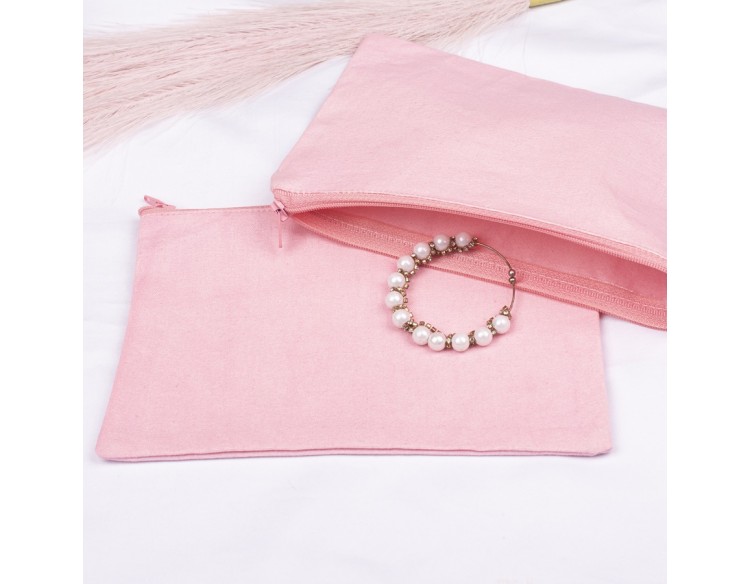 Pack of 100 Pink Cotton Zip Pouch & Bags in Bulk, Canvas Zipper Pouches in Wholesale, Small Zipper Bag