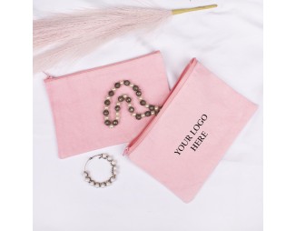 Pack of 100 Pink Cotton Zip Pouch & Bags in Bulk, Canvas Zipper Pouches in Wholesale, Small Zipper Bag