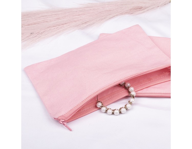 Pack of 100 Pink Cotton Zip Pouch & Bags in Bulk, Canvas Zipper Pouches in Wholesale, Small Zipper Bag
