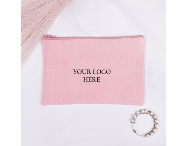 Pack of 100 Pink Cotton Zip Pouch & Bags in Bulk, Canvas Zipper Pouches in Wholesale, Small Zipper Bag