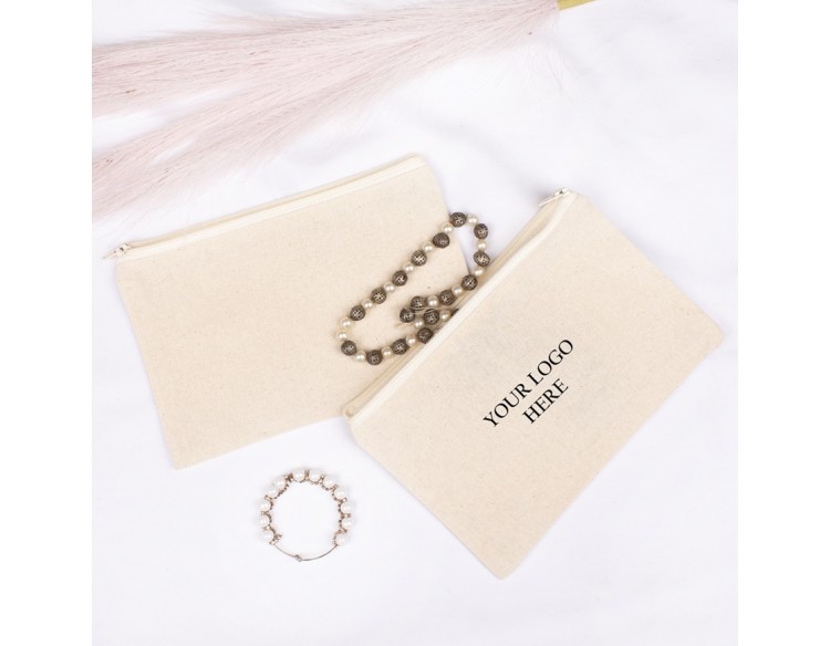 Pack of 100 Light Pink Cotton Zippered Pouches & Bags in Bulk, Organic Small Zipper Bag