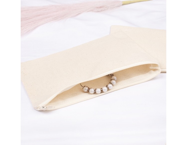 Pack of 100 Light Pink Cotton Zippered Pouches & Bags in Bulk, Organic Small Zipper Bag