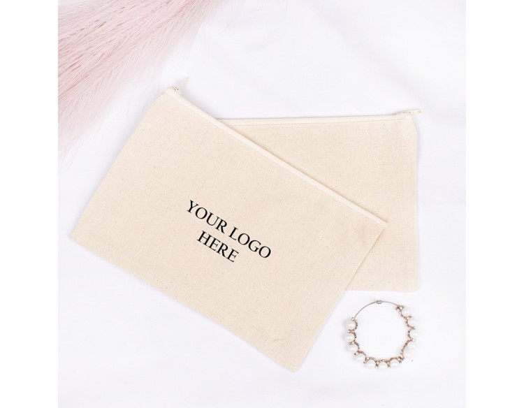 Pack of 100 Light Pink Cotton Zippered Pouches & Bags in Bulk, Organic Small Zipper Bag