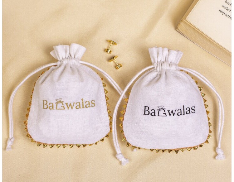  100 White Round Lace Cotton Drawstring Pouches For Jewelry Packaging With Brand Logo Print, Drawstring Bags