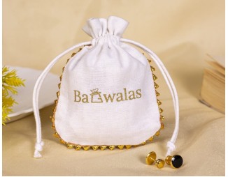  100 White Round Lace Cotton Drawstring Pouches For Jewelry Packaging With Brand Logo Print, Drawstring Bags