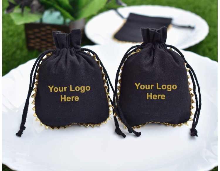Designer Custom Jewelry Pouch, Eco Friendly Cotton Pouches, Reuse Bag