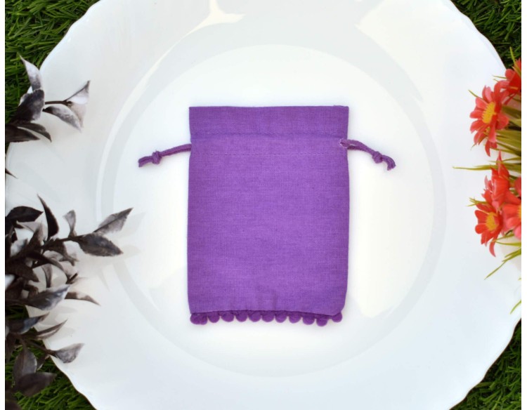 100 Pack Designer Purple Custom Jewelry Pouch with Logo, Small Drawstring Bags, Wedding Favor Bags