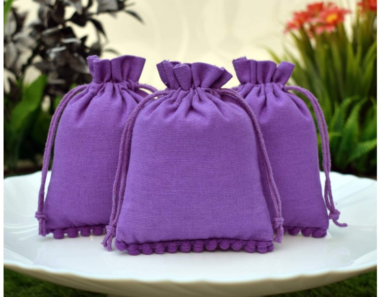 100 Pack Designer Purple Custom Jewelry Pouch with Logo, Small Drawstring Bags, Wedding Favor Bags