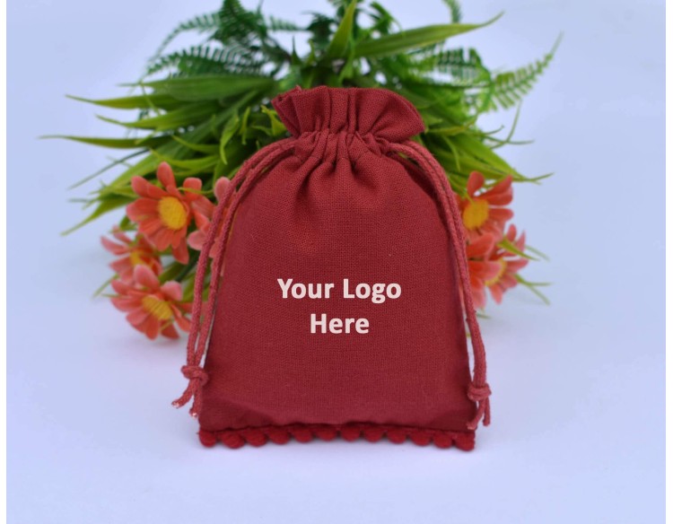 Eco Friendly Personalized Cotton Pouch With Drawstring, Jewelry Packaging, Wedding Favor Bags, Jewellery Bag 
