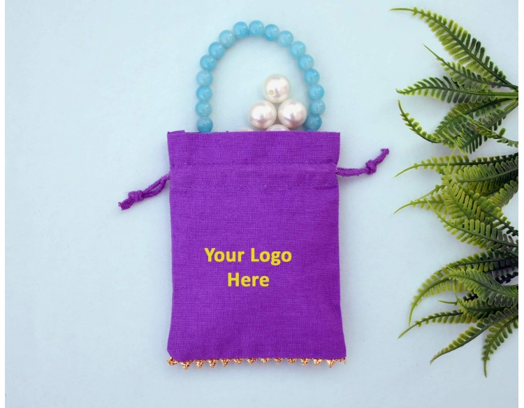 Designer Purple Custom Jewellery Pouches With Logo | Personalized Favor Bags