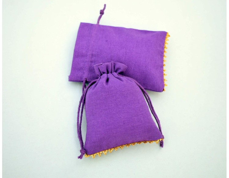 Designer Purple Custom Jewellery Pouches With Logo | Personalized Favor Bags