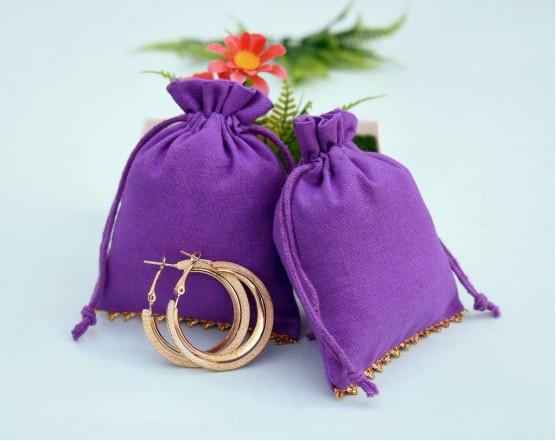 Designer Purple Custom Jewellery Pouches With Logo | Personalized Favor Bags