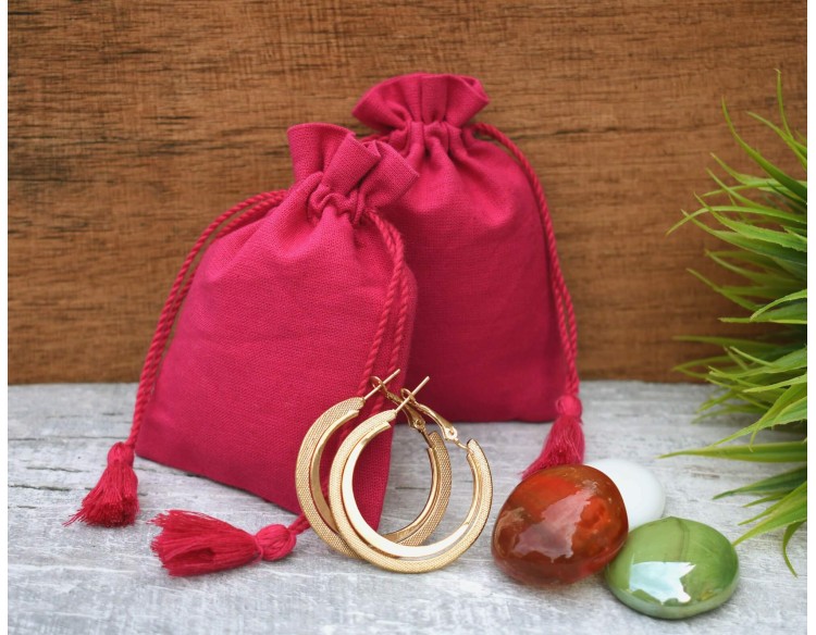 Red Custom Jewelry Pouch, Designer Favor bags, Personalized Logo