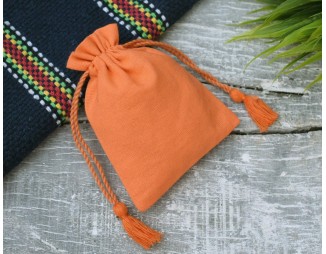 Orange Custom Jewelry Pouch With Logo Wedding Favor Bag Cotton Drawstring pouch