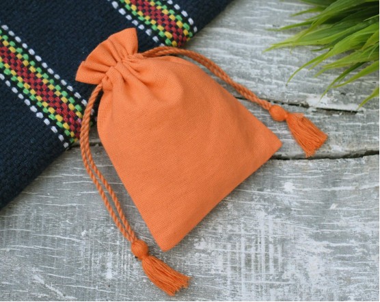 Orange Custom Jewelry Pouch With Logo Wedding Favor Bag Cotton Drawstring pouch
