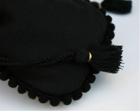Designer Black Cotton Drawstring Pouch, Custom Jewelry Package, Wedding Favor Bag