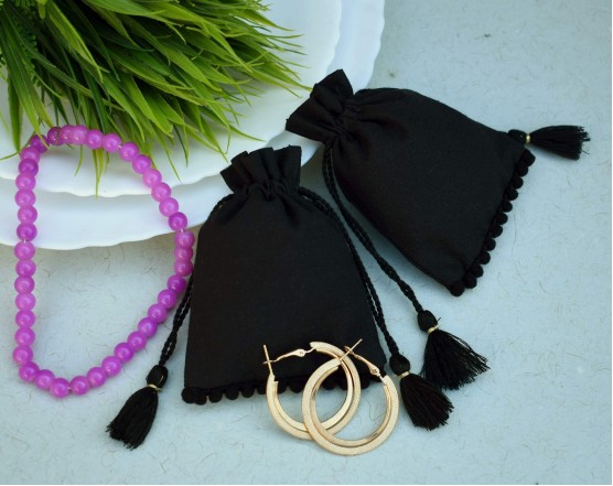 Personalized Jewelry Packaging Pouch With Black Drawstring, Wedding Favor Bags, Eco friendly Packaging Bag, Produce Bags