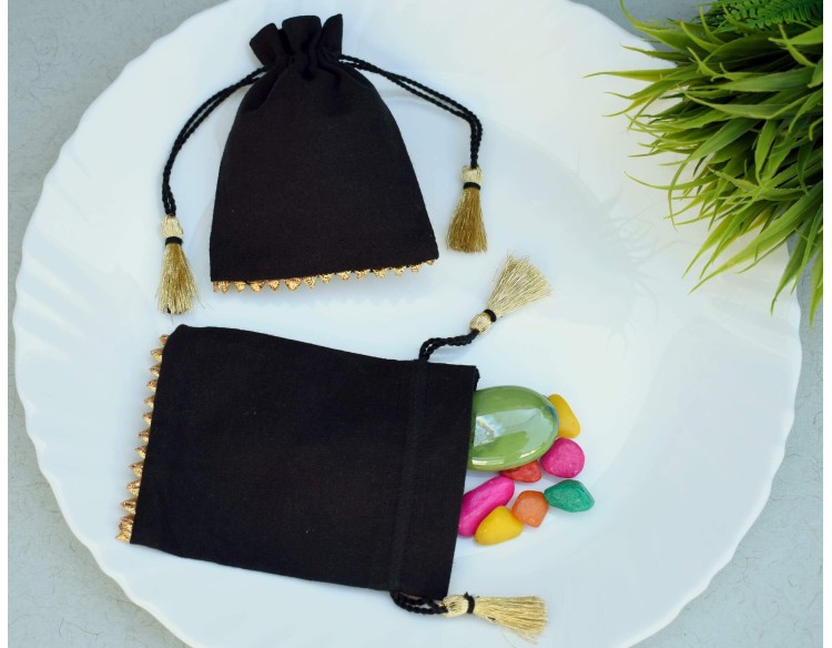 Black Personalized Drawstring Pouch, Jewelry Packaging Bags, Drawstring Bags, Wedding Favor Bags