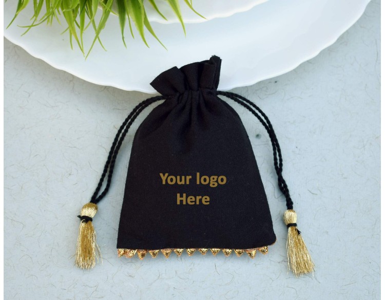 Black Personalized Drawstring Pouch, Jewelry Packaging Bags, Drawstring Bags, Wedding Favor Bags