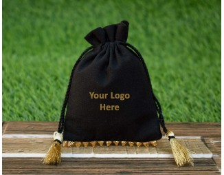 Black Personalized Drawstring Pouch, Jewelry Packaging Bags, Drawstring Bags, Wedding Favor Bags