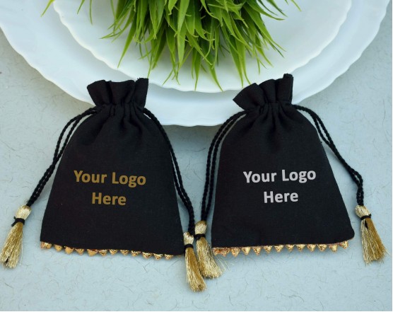 Black Personalized Drawstring Pouch - Produce Bag - Jewelry Packaging - Drawstring Bags - Jewelry Storage Bag - Wedding Favor Bag