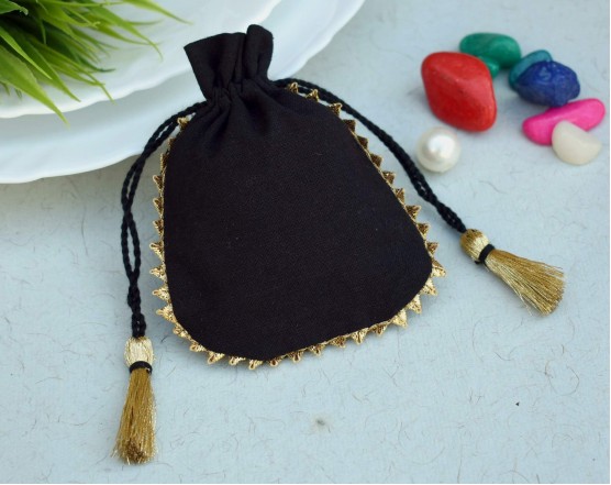 Black Drawstring Pouch - Personalised Pouch - Jewelry Packaging - Drawstring Bags - Jewelry Storage Bag