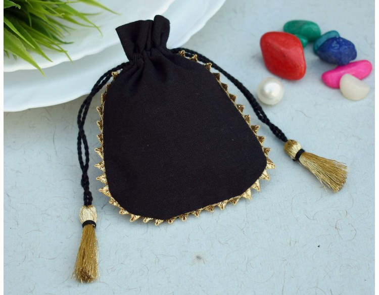 Black Drawstring Pouch, Drawstring Bags, Jewelry Storage Bags, Jewelry Pouches
