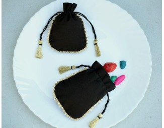 Black Drawstring Pouch, Drawstring Bags, Jewelry Storage Bags, Jewelry Pouches