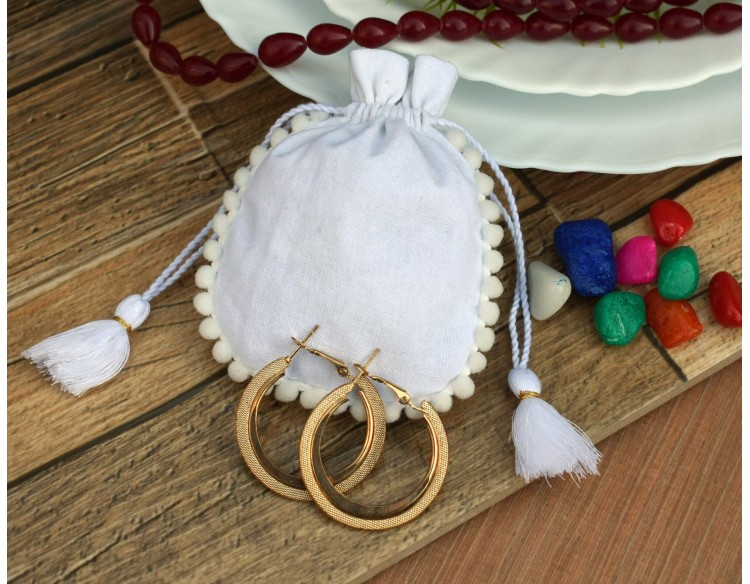 Round Pom Pom Cotton Drawstring Bag, Personalised Pouch With Custom Logo, Coin Pouch