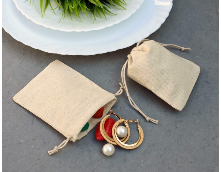 Eco Friendly & Personalized Drawstring Jewelry Pouch For Packaging, Wedding Favor Bags
