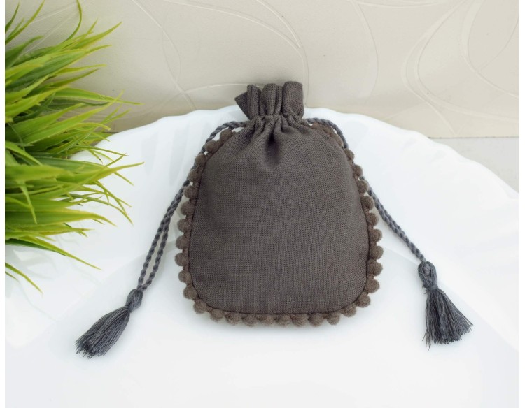 Personalised Drawstring Pouch - Jewelry Packaging Bag- Gray Color Eco Friendly Gift Bags