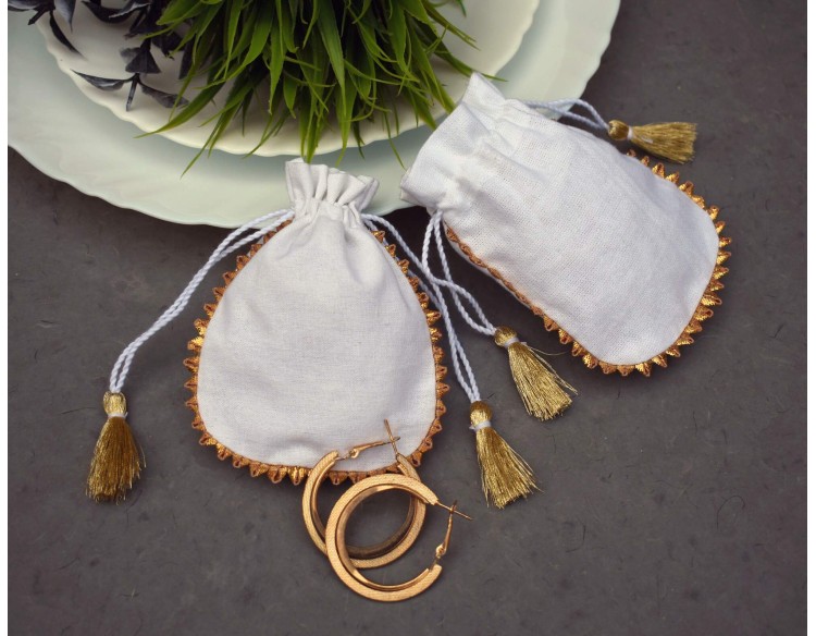 Designer Indian Cotton Fabric Bag, Small Cotton bag, Bridesmaid Gift Bag, Jewelry Pouches
