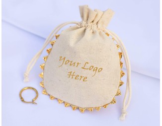 100 Pcs Natural Cotton Drawstring Packaging Pouch, Custom Wedding Favor Bags