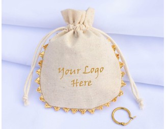 100 Pcs Natural Cotton Drawstring Packaging Pouch, Custom Wedding Favor Bags