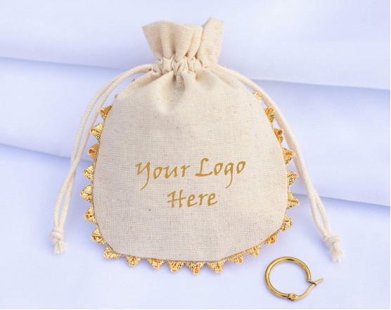 100 Pcs Natural Cotton Drawstring Jewelry Packaging Pouch, Custom Wedding Favor Bags