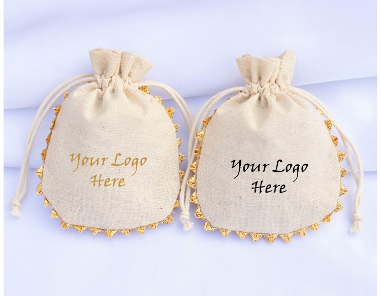 100 Pcs Natural Cotton Drawstring Packaging Pouch, Custom Wedding Favor Bags