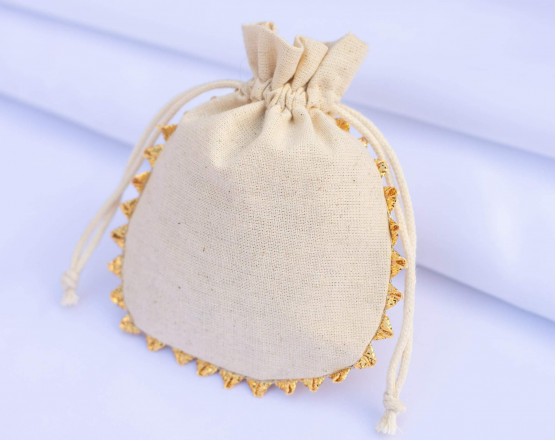 100 Pcs Natural Cotton Drawstring Jewelry Packaging Pouch, Custom Wedding Favor Bags