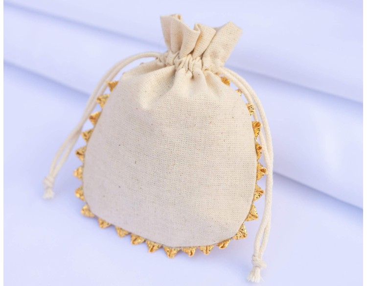 100 Pcs Natural Cotton Drawstring Packaging Pouch, Custom Wedding Favor Bags